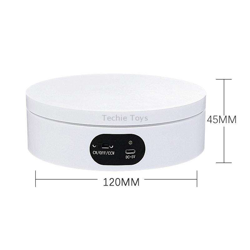 ND120 USB Automatic Rotating Camera Table Hand-Made Panoramic Display Table Turntable(White)