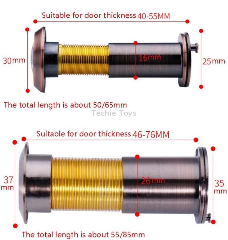 2 PCS Security Door Cat Eye HD Glass Lens 200 Degrees Wide-Angle Anti-Tiny Hotel Door Eye, Specifica