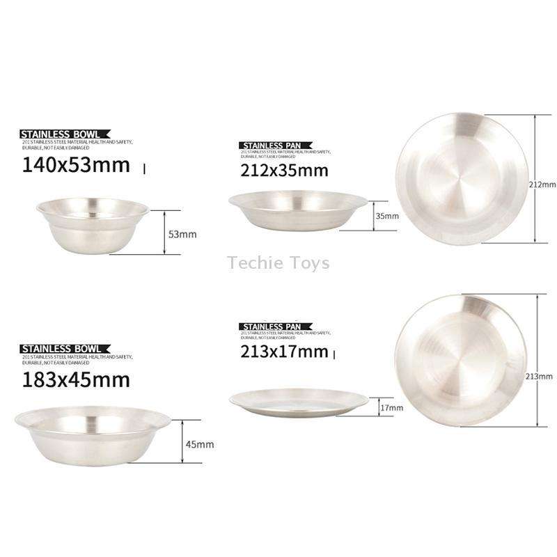 16 PCS / Set CLS Outdoor Stainless Steel Tableware Portable Camping Dinner Bowl Plate Kit
