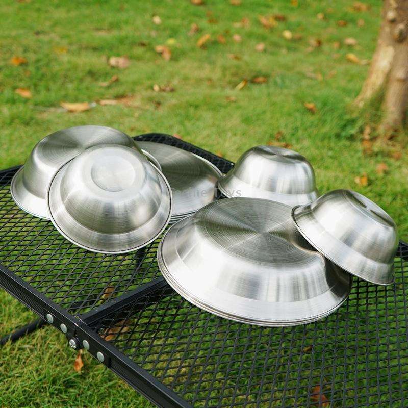 16 PCS / Set CLS Outdoor Stainless Steel Tableware Portable Camping Dinner Bowl Plate Kit