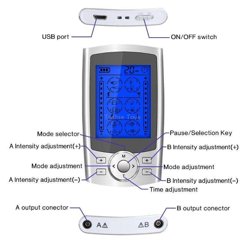 24-Mode Digital Electronic Pulse Massager Intelligent Whole Body Physical Therapy Meridian Massager,