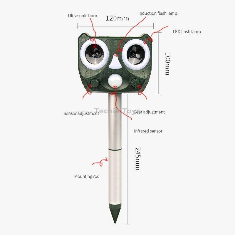 119A Outdoor Solar Ultrasonic Insect Repellent Animal Repellent(Green)