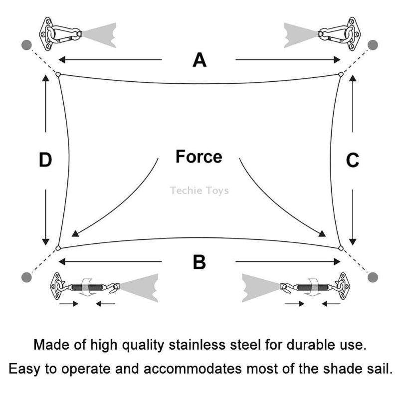 18 PCS / Set Shade Sail 304 Stainless Steel Accessories Outdoor Shade Flower Basket Screws Diamond D