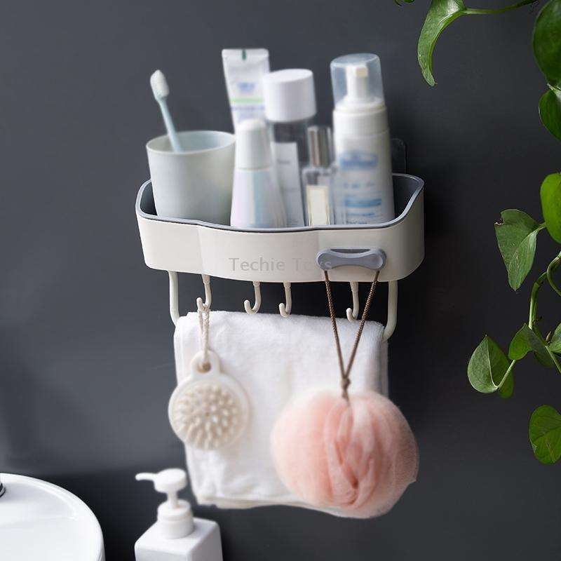 2 PCS Punch-Free Shelf Bathroom Suction Cup Storage Frame(White)