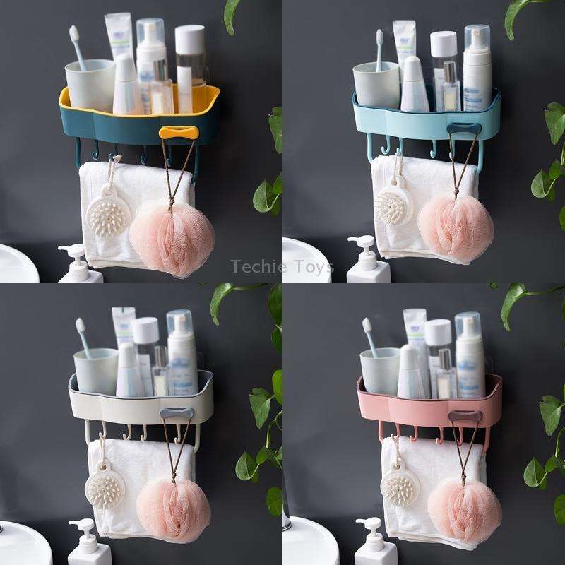 2 PCS Punch-Free Shelf Bathroom Suction Cup Storage Frame(White)