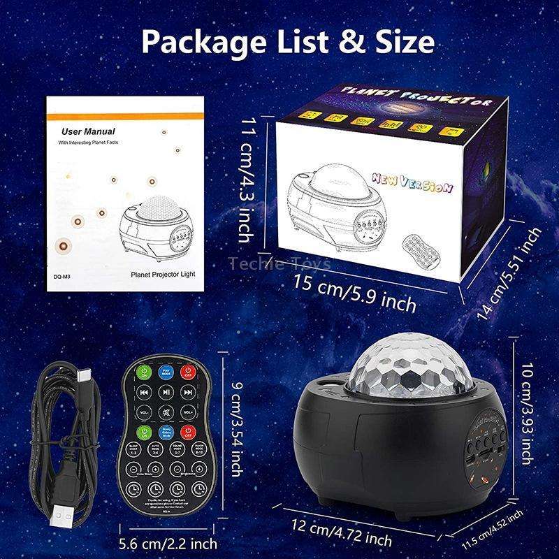 DQ-M3 LED Rotating Starry Sky Light Bluetooth Music Planets Ocean Projector Support TF Card,Style: R