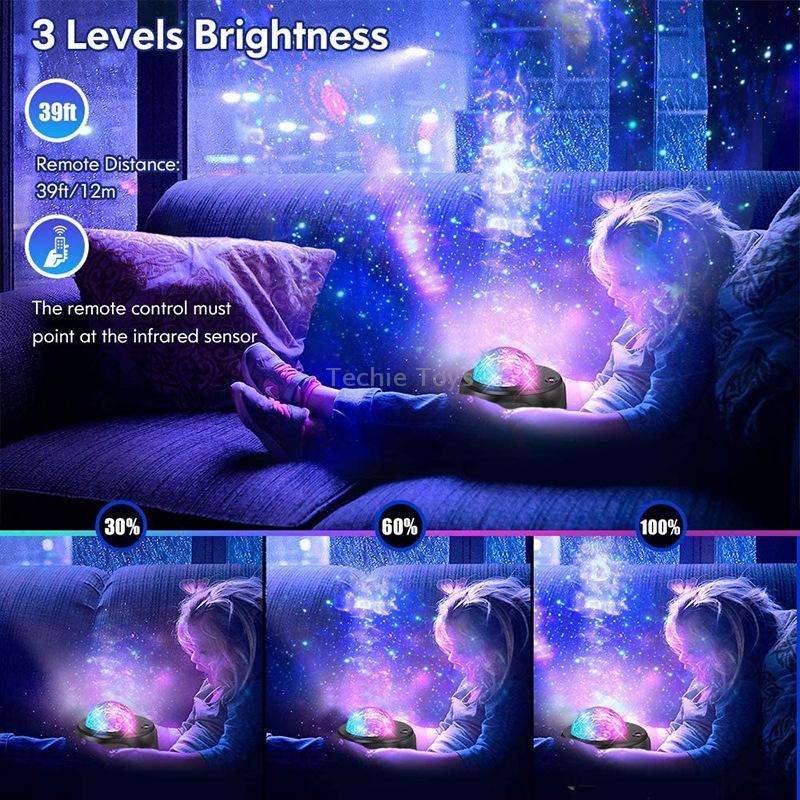 DQ-M3 LED Rotating Starry Sky Light Bluetooth Music Planets Ocean Projector Support TF Card,Style: R