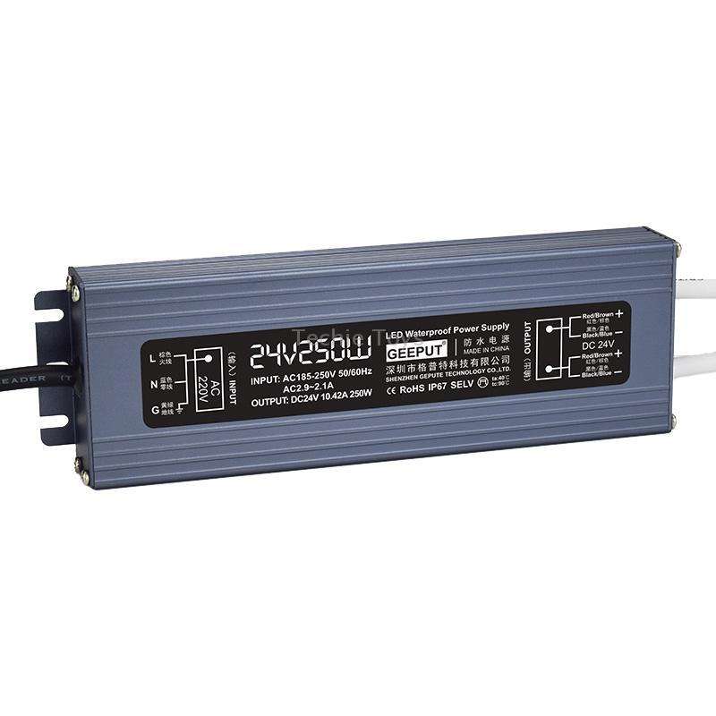 GEEPUT 220V To 24V LED Waterproof Power Supply Switch Transformer, Model: 10.42A 250W