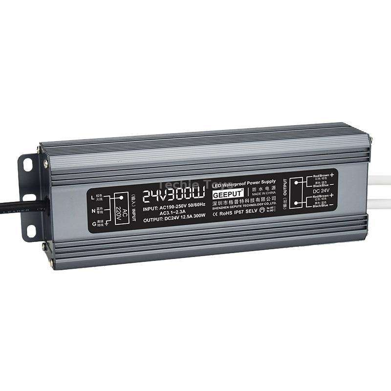 GEEPUT 220V To 24V LED Waterproof Power Supply Switch Transformer, Model: 12.5A 300W