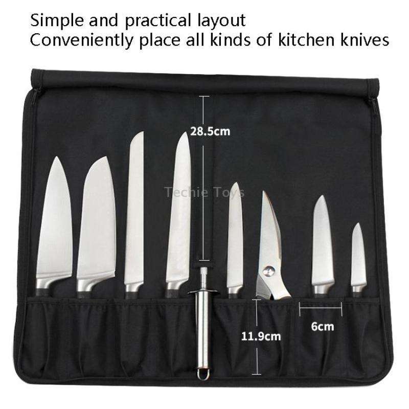 WESSLECO Chef Knife Storage Bag Knife Roll Bag(Black)