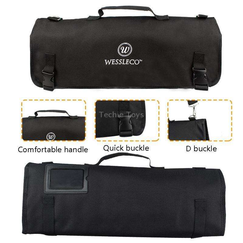 WESSLECO Chef Knife Storage Bag Knife Roll Bag(Black)