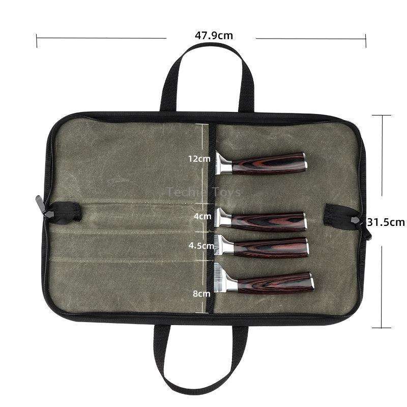Chef Knife Storage Bag Canvas Knife Handbag(Army Green)