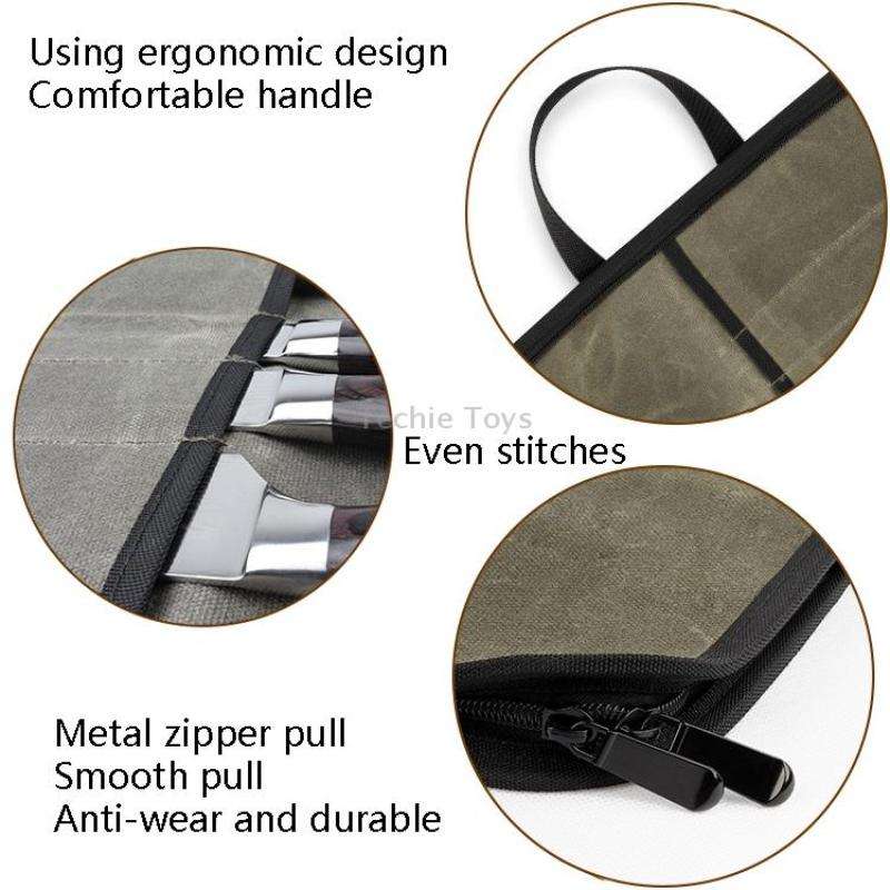 Chef Knife Storage Bag Canvas Knife Handbag(Army Green)