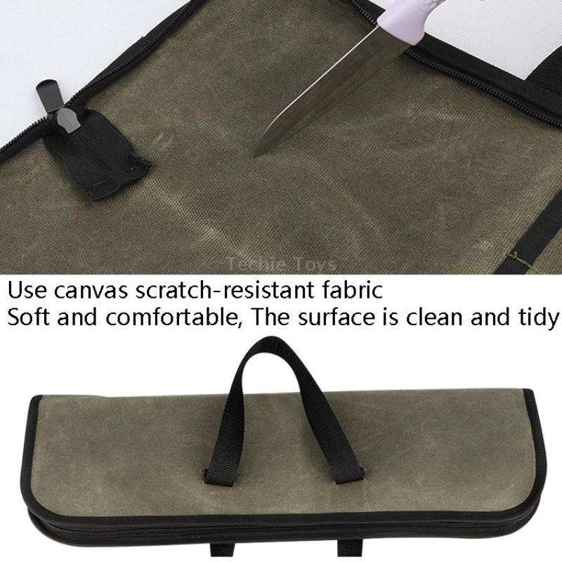 Chef Knife Storage Bag Canvas Knife Handbag(Army Green)