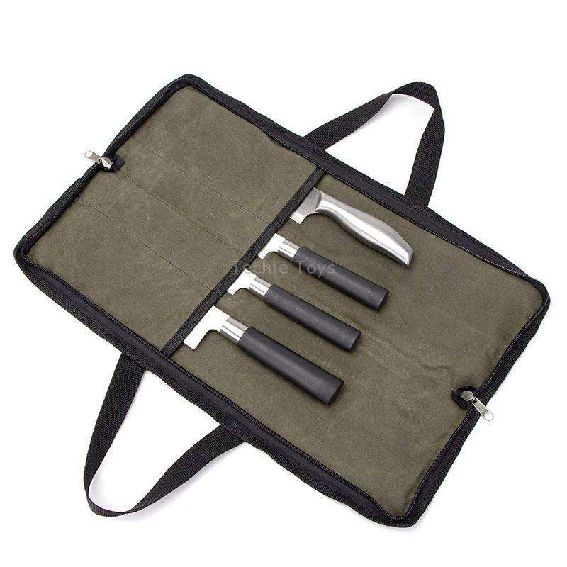 Chef Knife Storage Bag Canvas Knife Handbag(Army Green)
