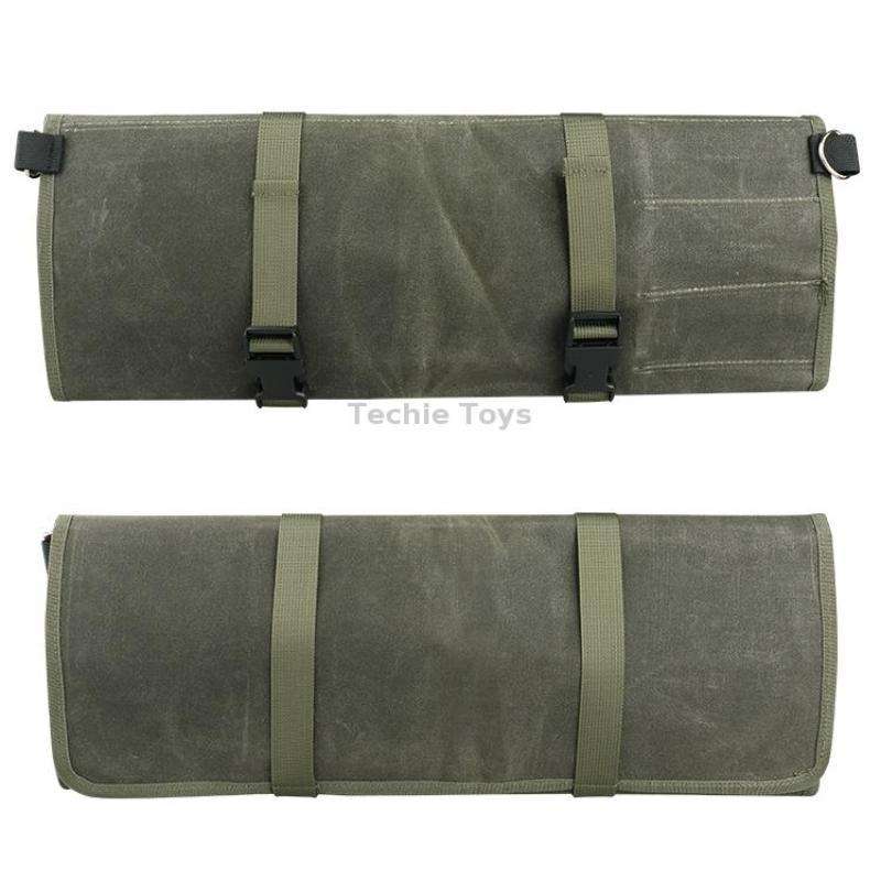 Oil Wax Canvas Roll Chef Knife Storage Bag(Army Green)
