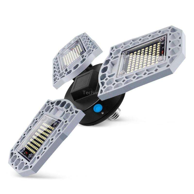 60W LED Industrial Mining Light Waterproof Light Sensor Folding Tri-Leaf Garage Lamp(Warm White Ligh