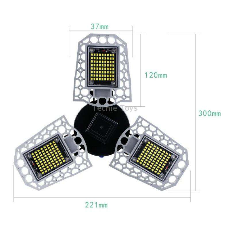 60W LED Industrial Mining Light Waterproof Light Sensor Folding Tri-Leaf Garage Lamp(Warm White Ligh
