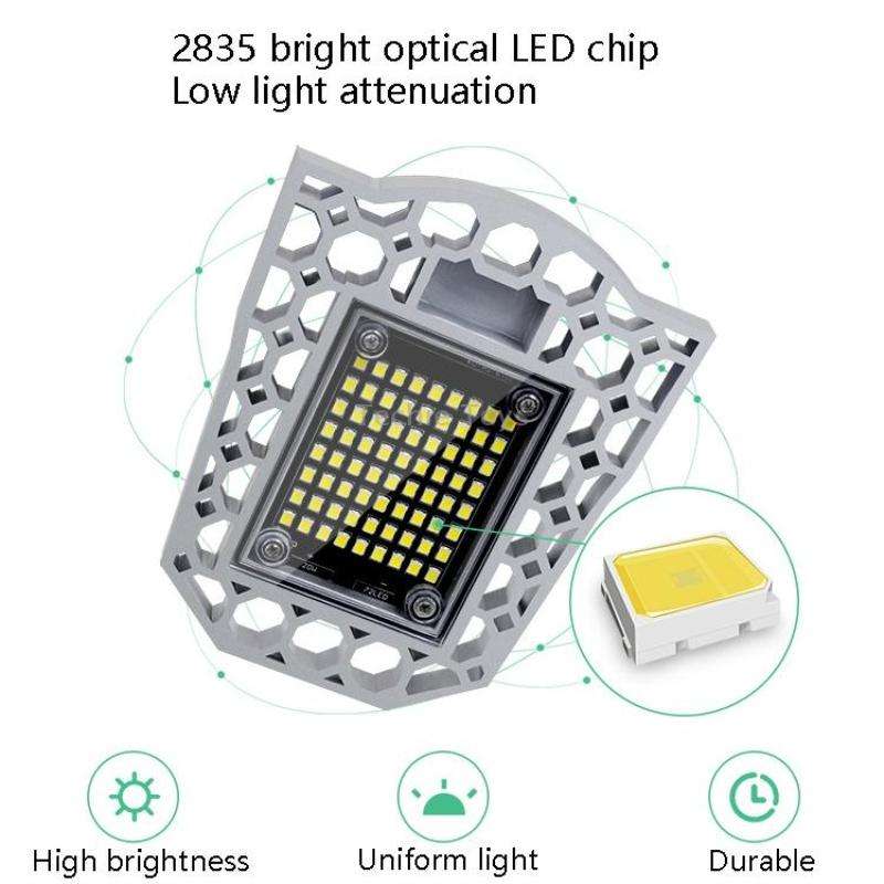 60W LED Industrial Mining Light Waterproof Light Sensor Folding Tri-Leaf Garage Lamp(Warm White Ligh