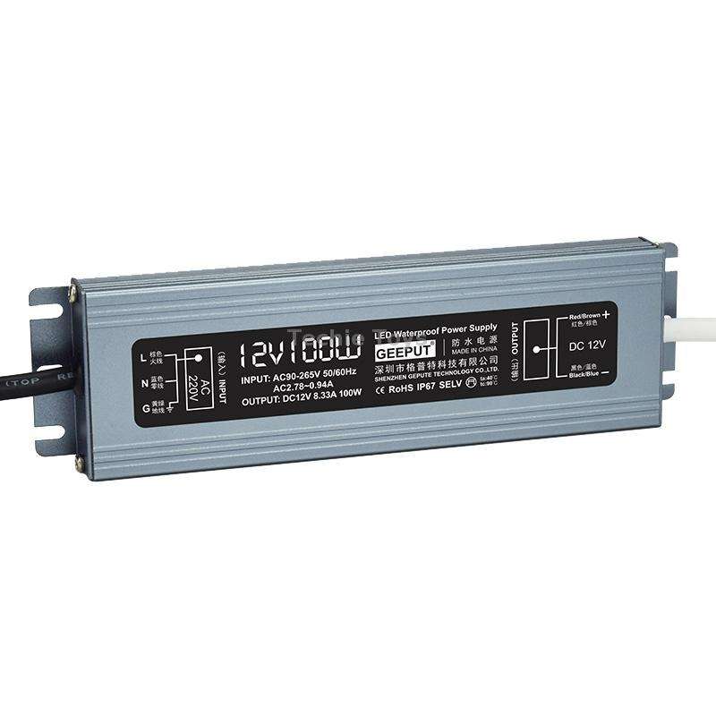GEEPUT 220V Turn 12V LED Waterproof Power Supply Transformer, Model: 8.33A 100W