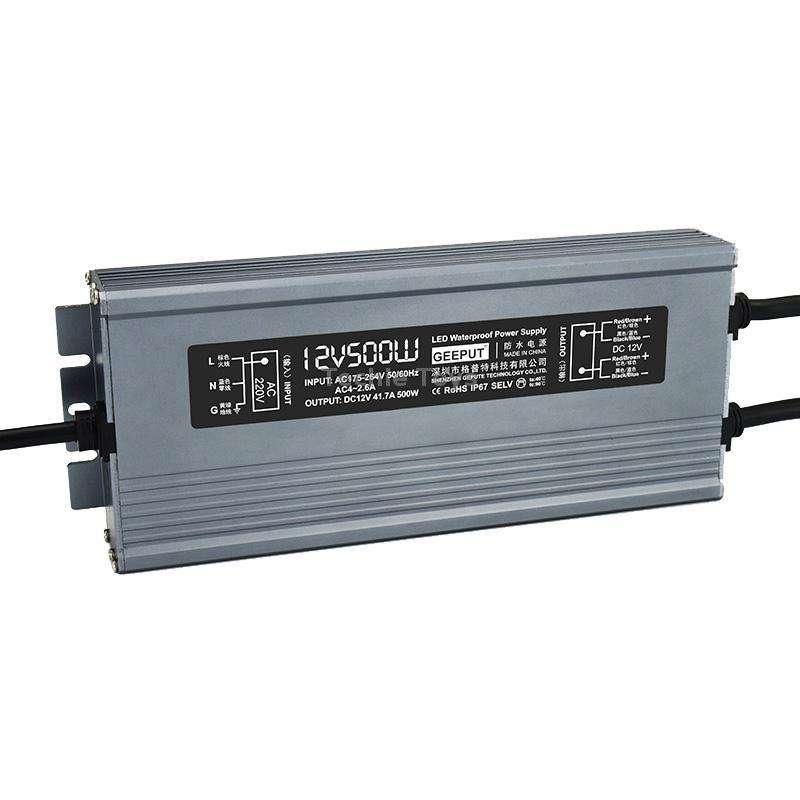 GEEPUT 220V Turn 12V LED Waterproof Power Supply Transformer, Model: 41.7A 500W