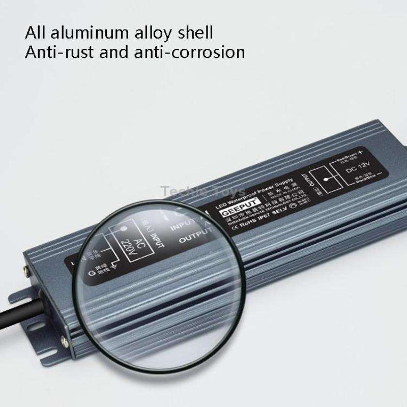 GEEPUT 220V Turn 12V LED Waterproof Power Supply Transformer, Model: 41.7A 500W