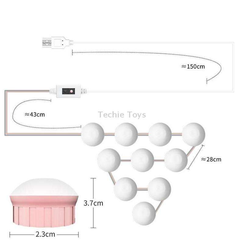 14 LEDs Mirror Front Light Dimmable Makeup Mirror USB Touch Control Light(White Light)