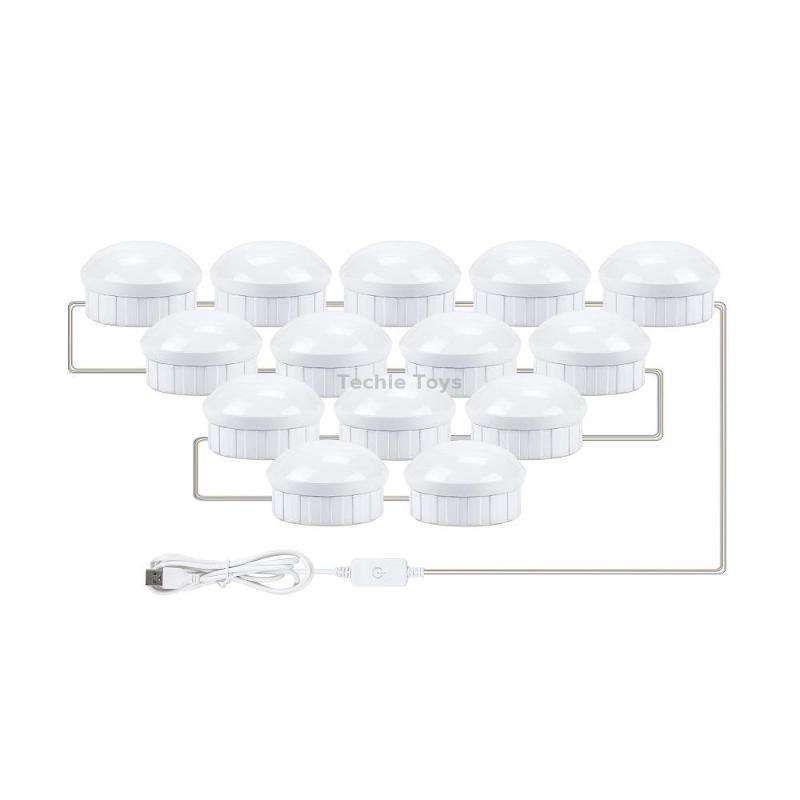 14 LEDs Cosmetic Room Bathroom Mirror Front Light USB Three-Color Dimming Light