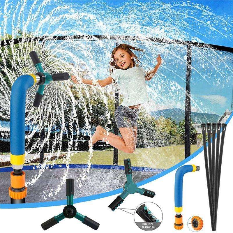 Trampoline 360 Degree Automatic Rotating Sprinkler Gardening Water Toy,Size: Small (Blue)