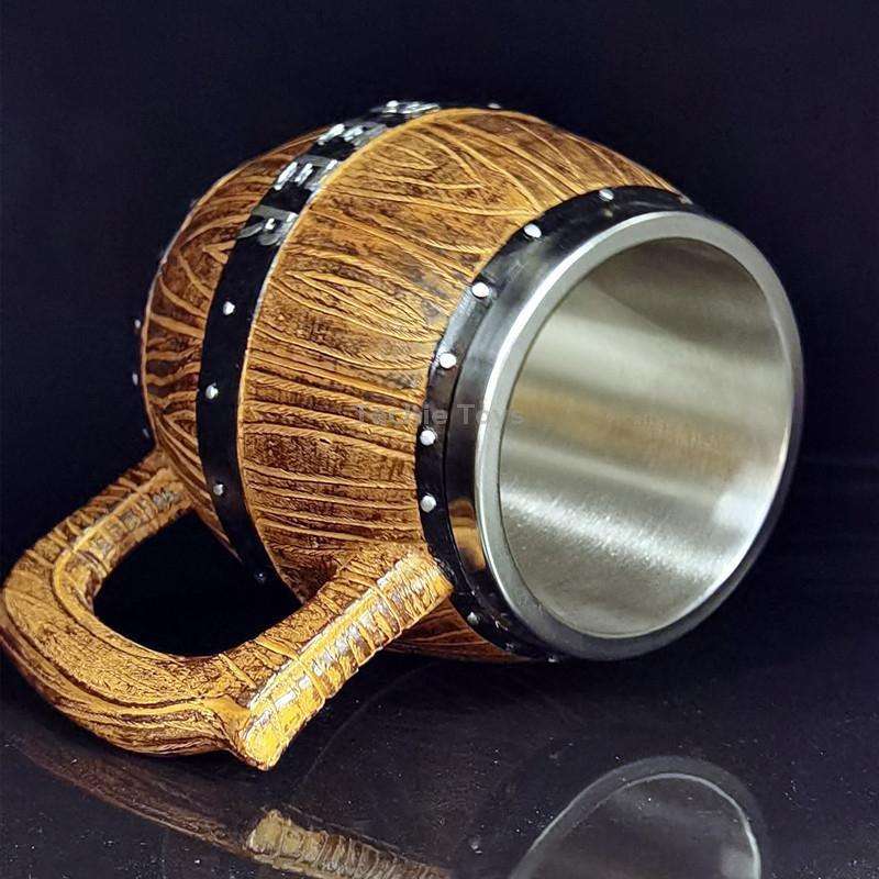 550ml Stainless Steel Wooden Barrel Beer Mug Large Capacity Wine Barrel Cup Personalized Bar Supplie