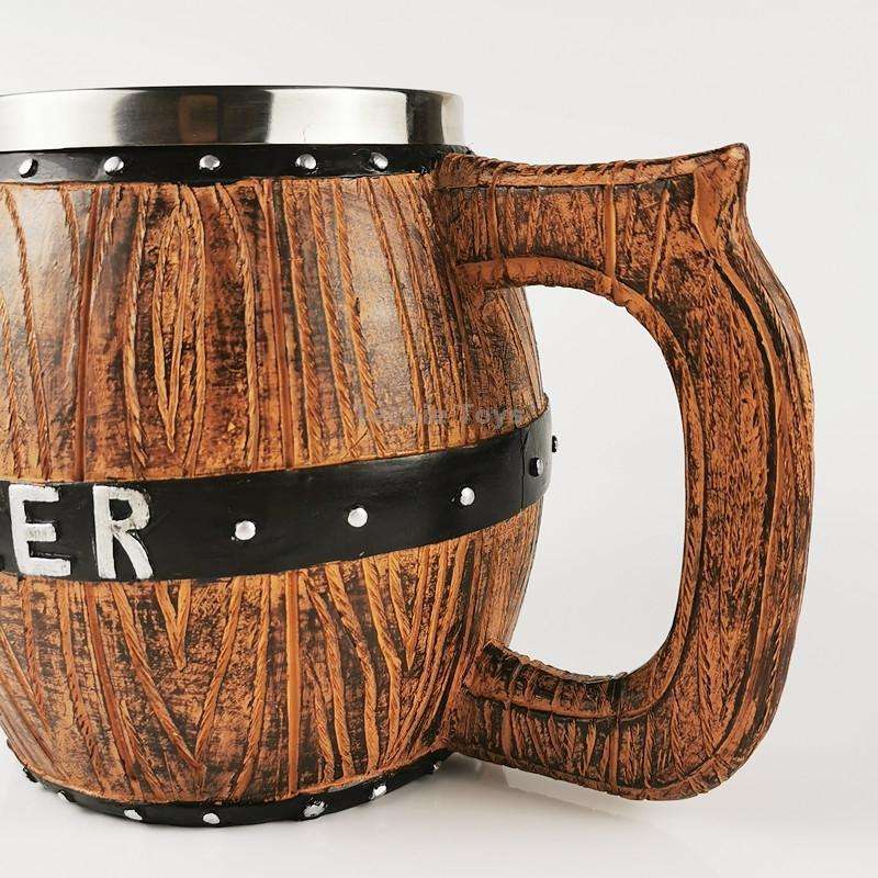 550ml Stainless Steel Wooden Barrel Beer Mug Large Capacity Wine Barrel Cup Personalized Bar Supplie