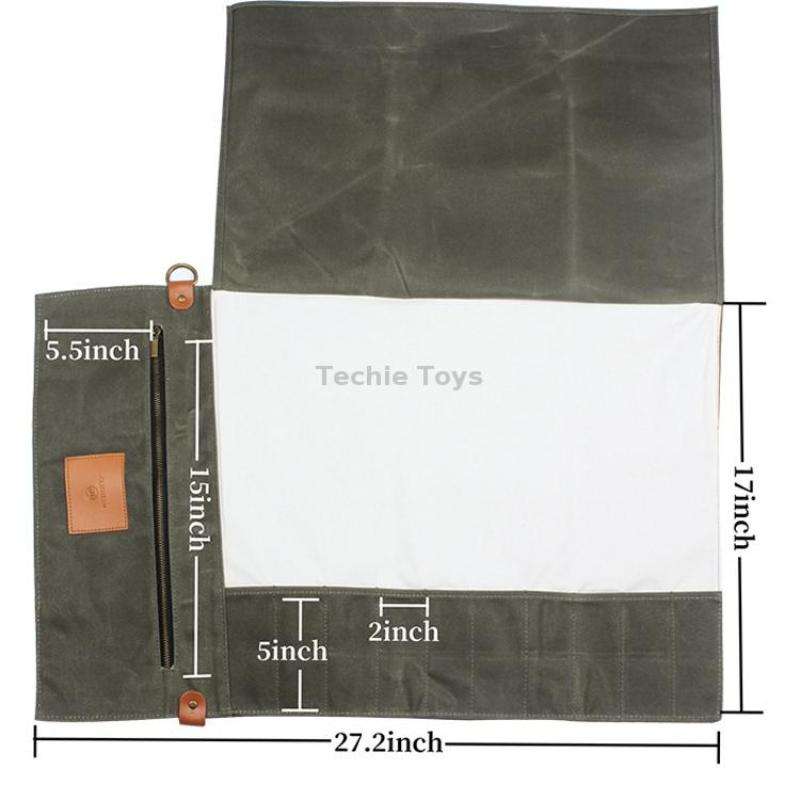 WESSLECO Canvas Roll Chef Knife Storage Bag(Army Green)