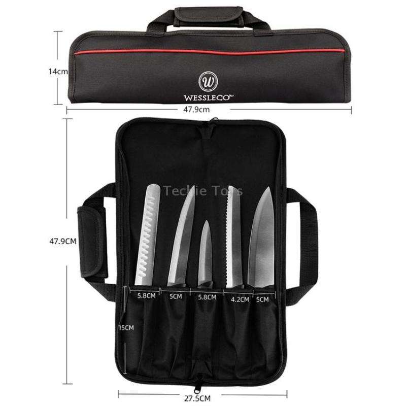 WESSLECO Kitchen Cutter Storage Bag Portable Knife Tool Bag(Blue)