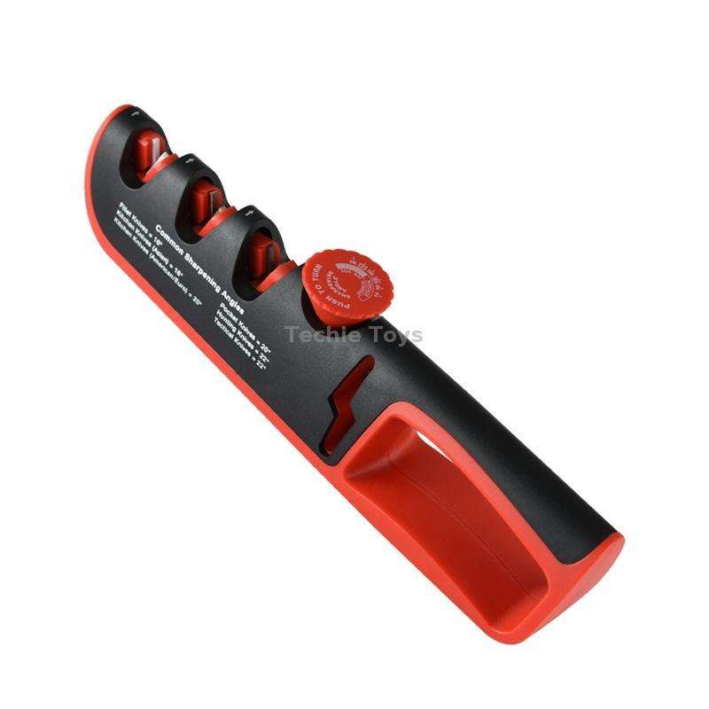 4- In-1 Adjustable Manual Knife Sharpener Multifunctional Knife Sharpener(Black Red)