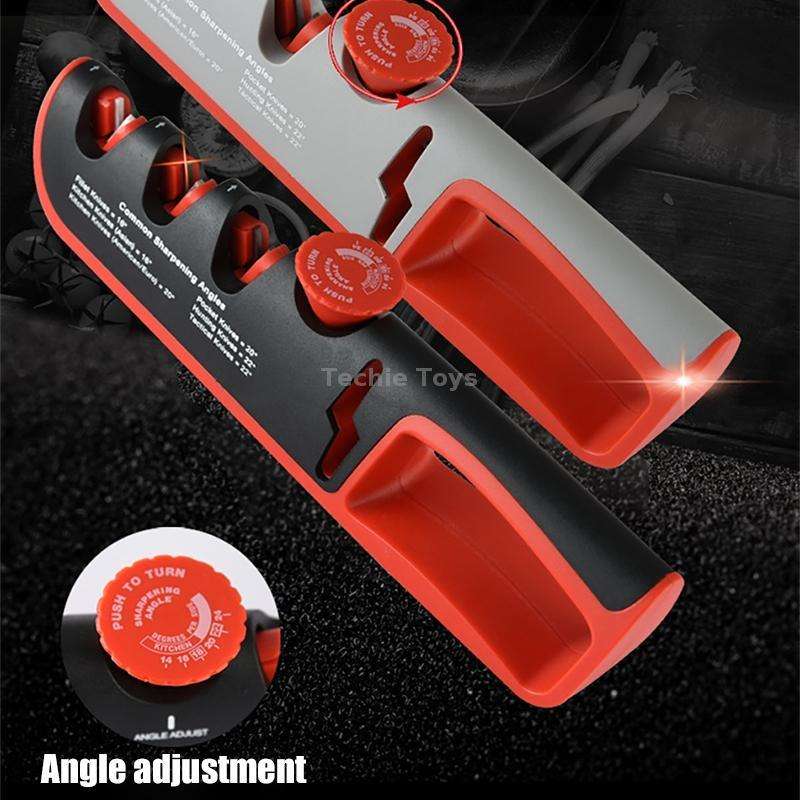 4- In-1 Adjustable Manual Knife Sharpener Multifunctional Knife Sharpener(Black Red)