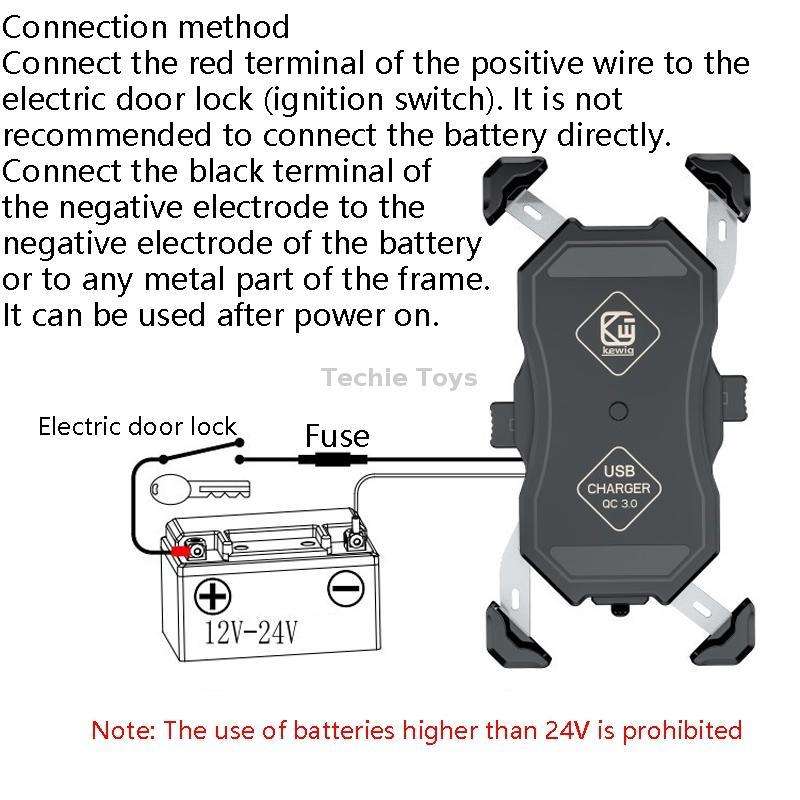 Kewig Motorcycle Outdoor Riding Four-Claw Fixed Mobile Phone Bracket QC3.0 Fast Charging Waterproof