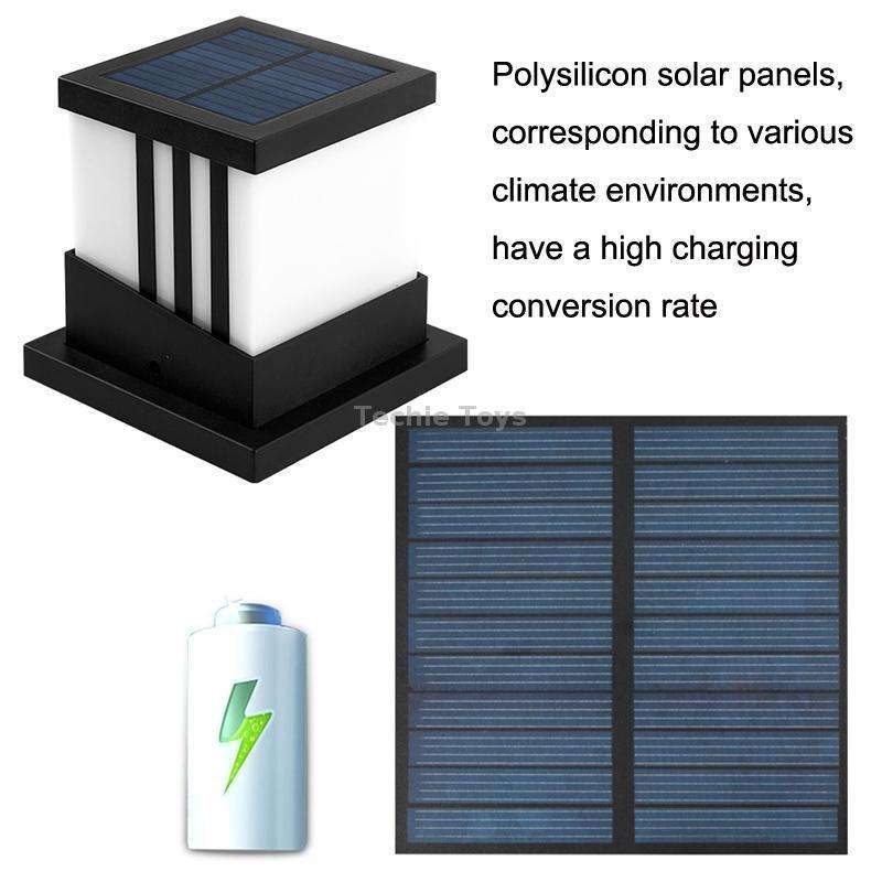 Solar Outdoor Waterproof Column Head Lamp Courtyard Landscape Lamp(Black)