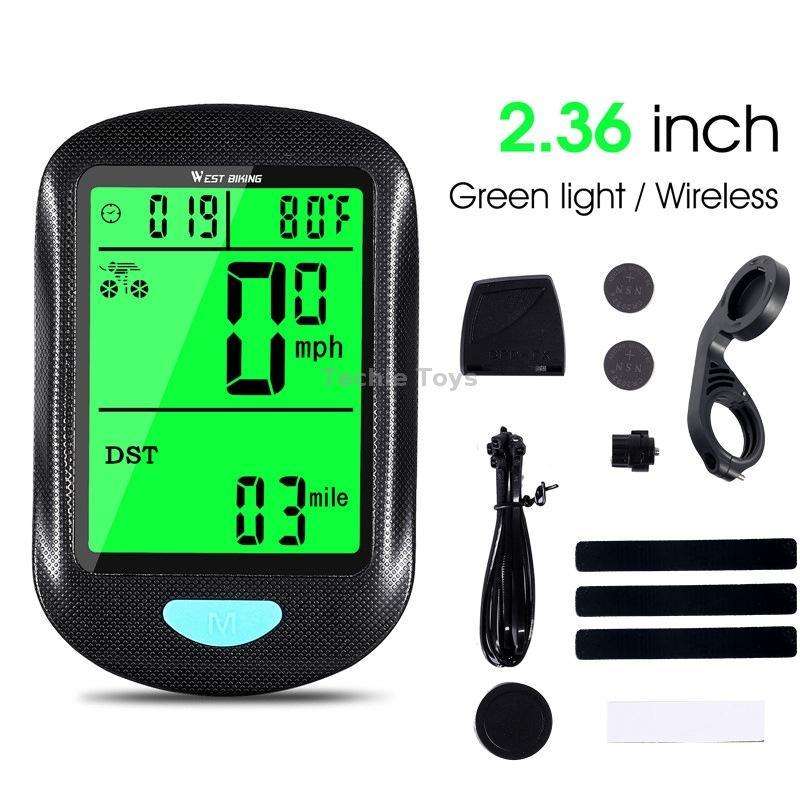 WEST BIKING Mountain Road Bike Wireless Code Meter Multi-Function Interface Riding Speedometer(Black