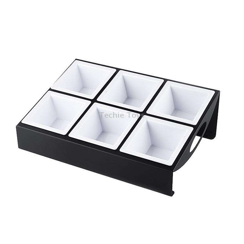 Stainless Steel Bar Plastic Fruit Plate Rack, without Fruit Dish, Grid Number:6 Grids(B Type)