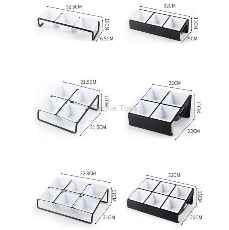 Stainless Steel Bar Plastic Fruit Plate Rack, without Fruit Dish, Grid Number:6 Grids(B Type)