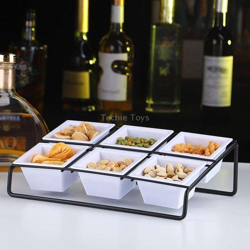 Stainless Steel Bar Plastic Fruit Plate Rack, without Fruit Dish, Grid Number:6 Grids(B Type)