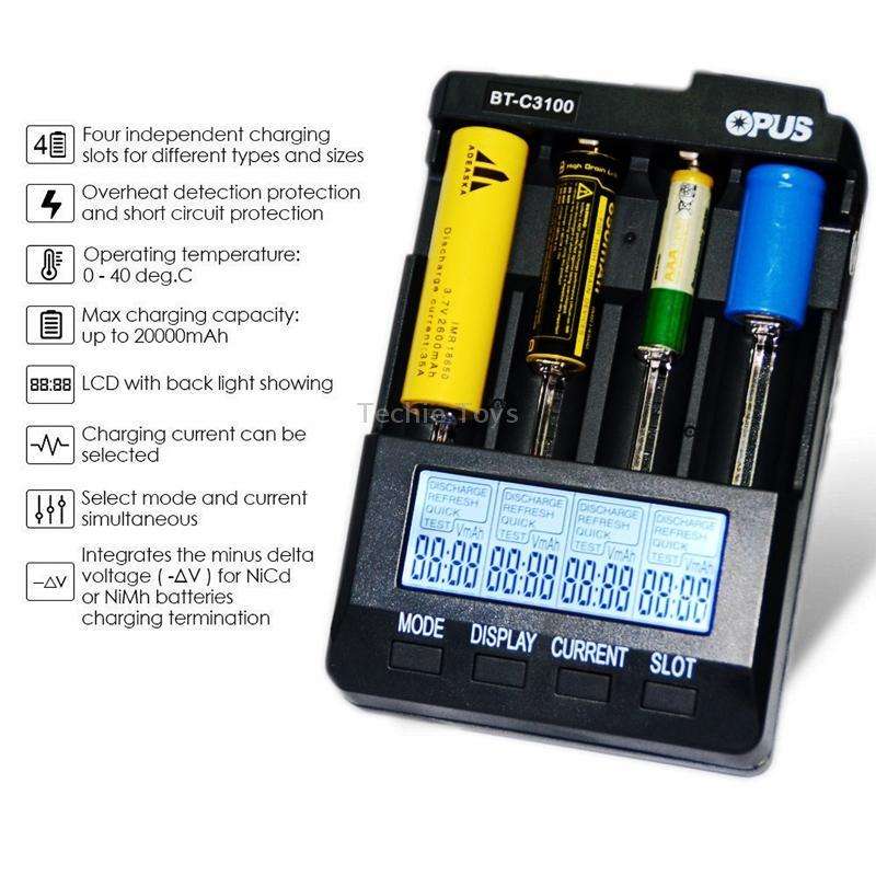 OPUS BT-C3100 Smart Smart Digital Intelligent 4-Slot Battery Charger(UK Plug)