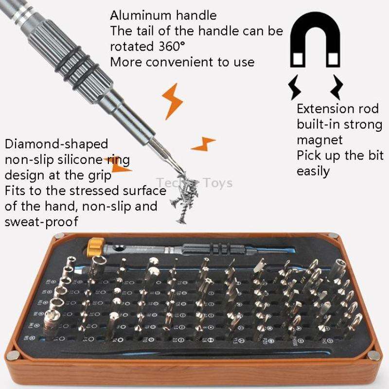 Obadun 9801 68 In 1 Screwdriver Set Manual Batch Glasses Screwdriver Hardware Repair Tool(Wood Grain