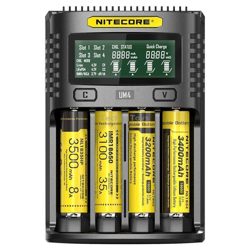 NITECORE Smart LCD Display Automatically Activates Repair USB 4-Slot Charger(UM4)
