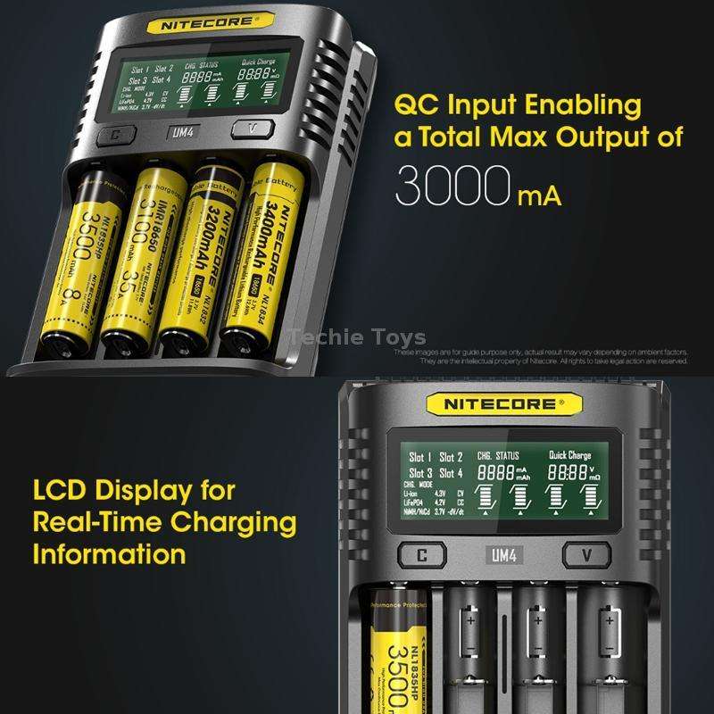 NITECORE Smart LCD Display Automatically Activates Repair USB 4-Slot Charger(UM4)