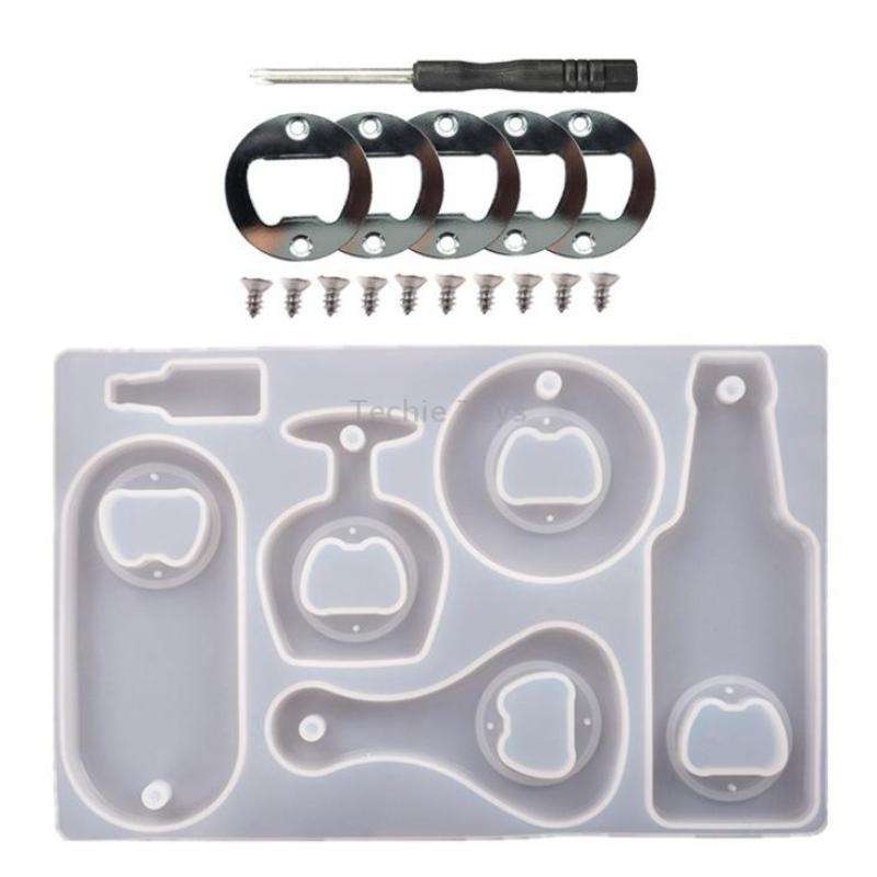 DIY Crystal Resin Drip Beer Wrench Mold Opener Silicone Mold, Specification: Set