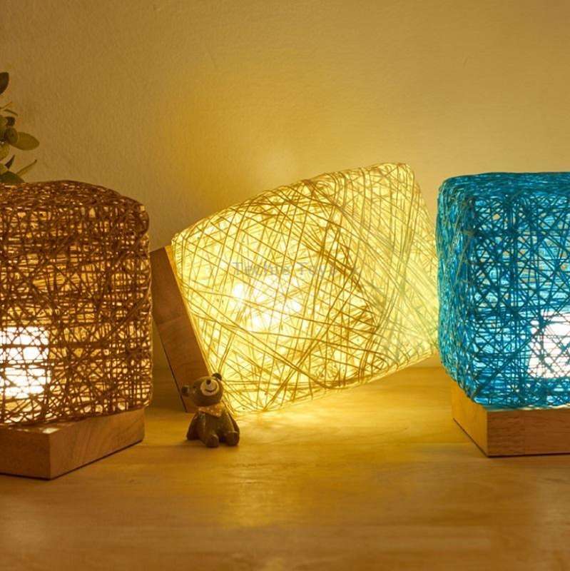 USB Square Sepak Takraw Table Lamp Bedroom Bedside Decorative Light, Spec: Button Switch+Base(Aproti