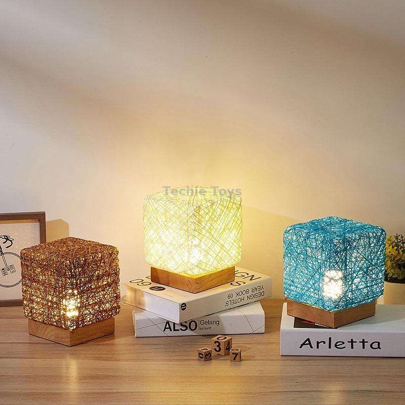 USB Square Sepak Takraw Table Lamp Bedroom Bedside Decorative Light, Spec: Dimming Switch+Base(Aprot