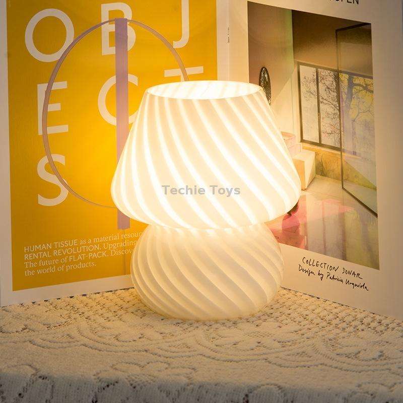 PJ-104 5W Mushroom Glass Bedroom Bedside Table Decoration Table Lamp, CN Plug,