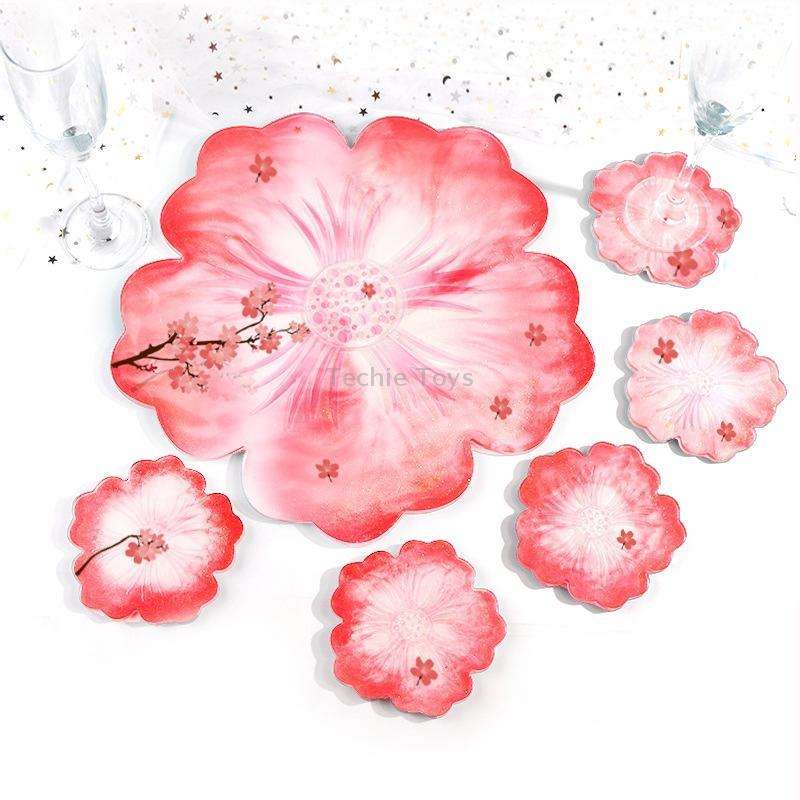 Silicone Flower Cup Pad Mold Set Crystal DIY Mirror Petal Fruit Plate Drop Mold, Specification: Big